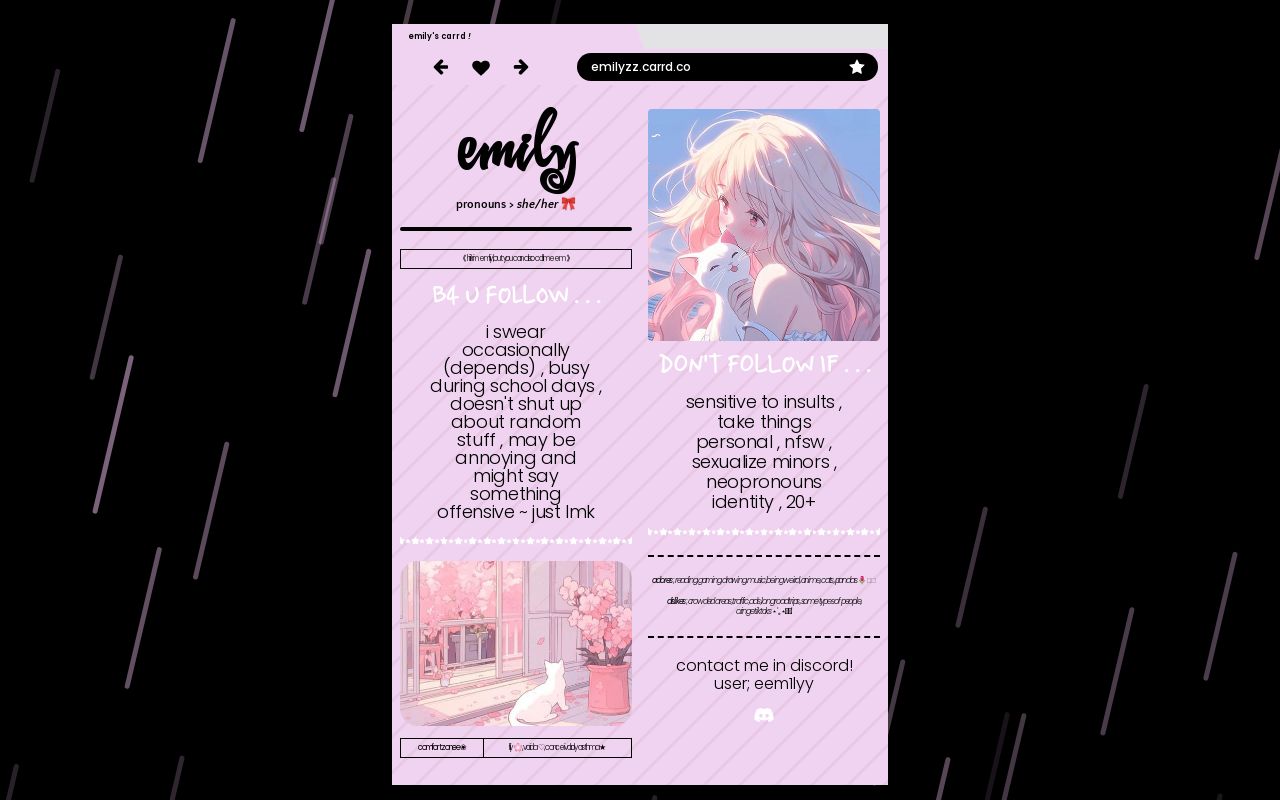 Carrd profile picture for @emilyzz
